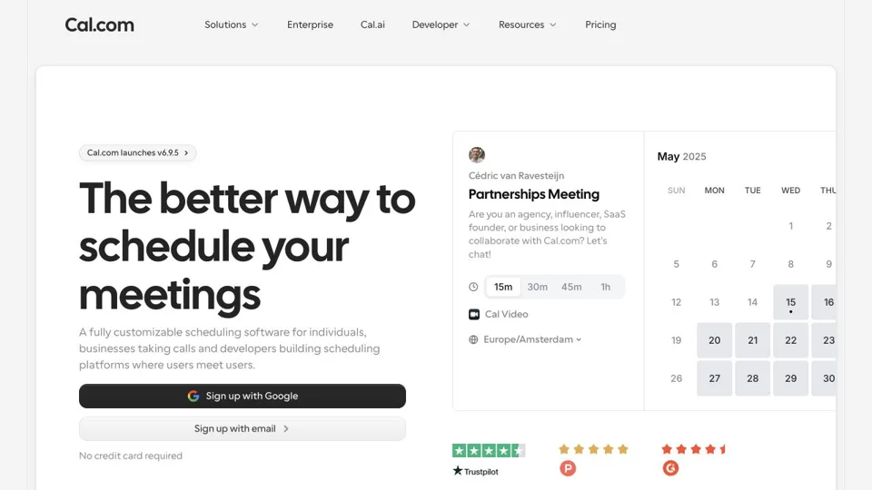 Cal.com website preview